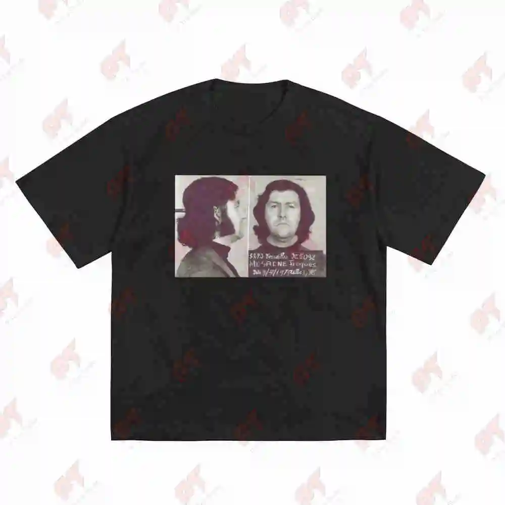 Jacques Mesrine Mugshot Short Sleeve Tee 100% Cotton T-Shirt