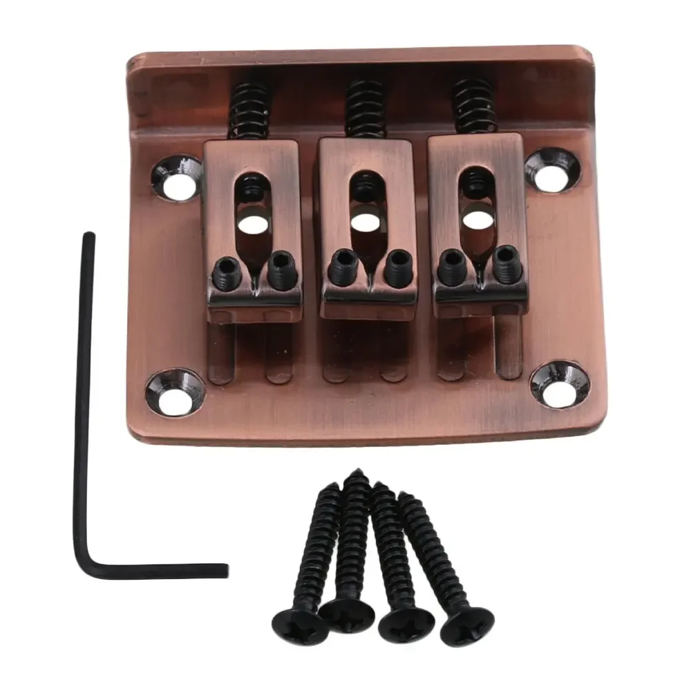Bronze Adjustable 3-String Guitar Bridge Tailpiece 50x40x14mm for Cigar Box Electric Guitar Parts