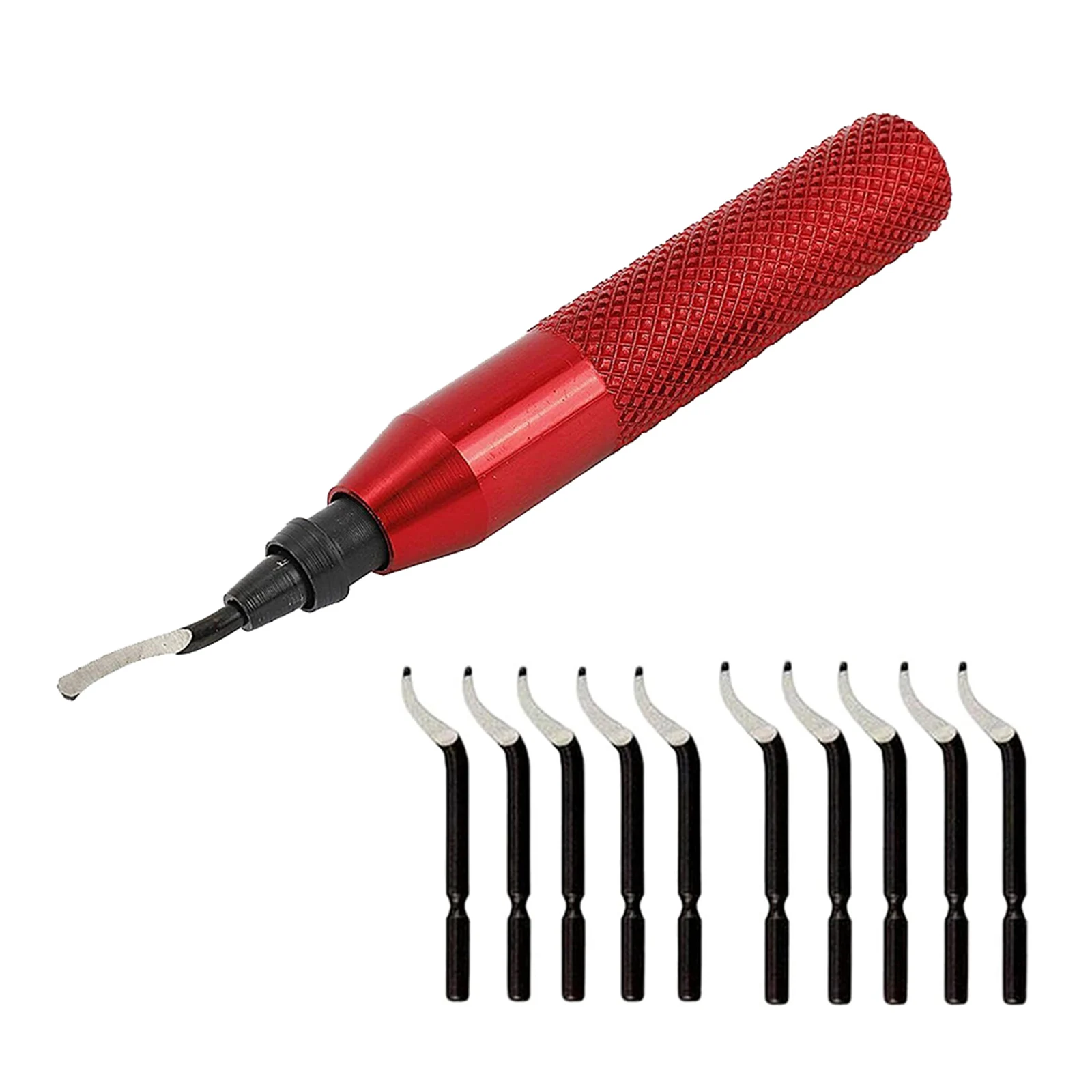 Blades Tool Set Deburring Tools Metalworking Handle Design High Speed Steel RB3000 Red With 10PCS Deburring Tool