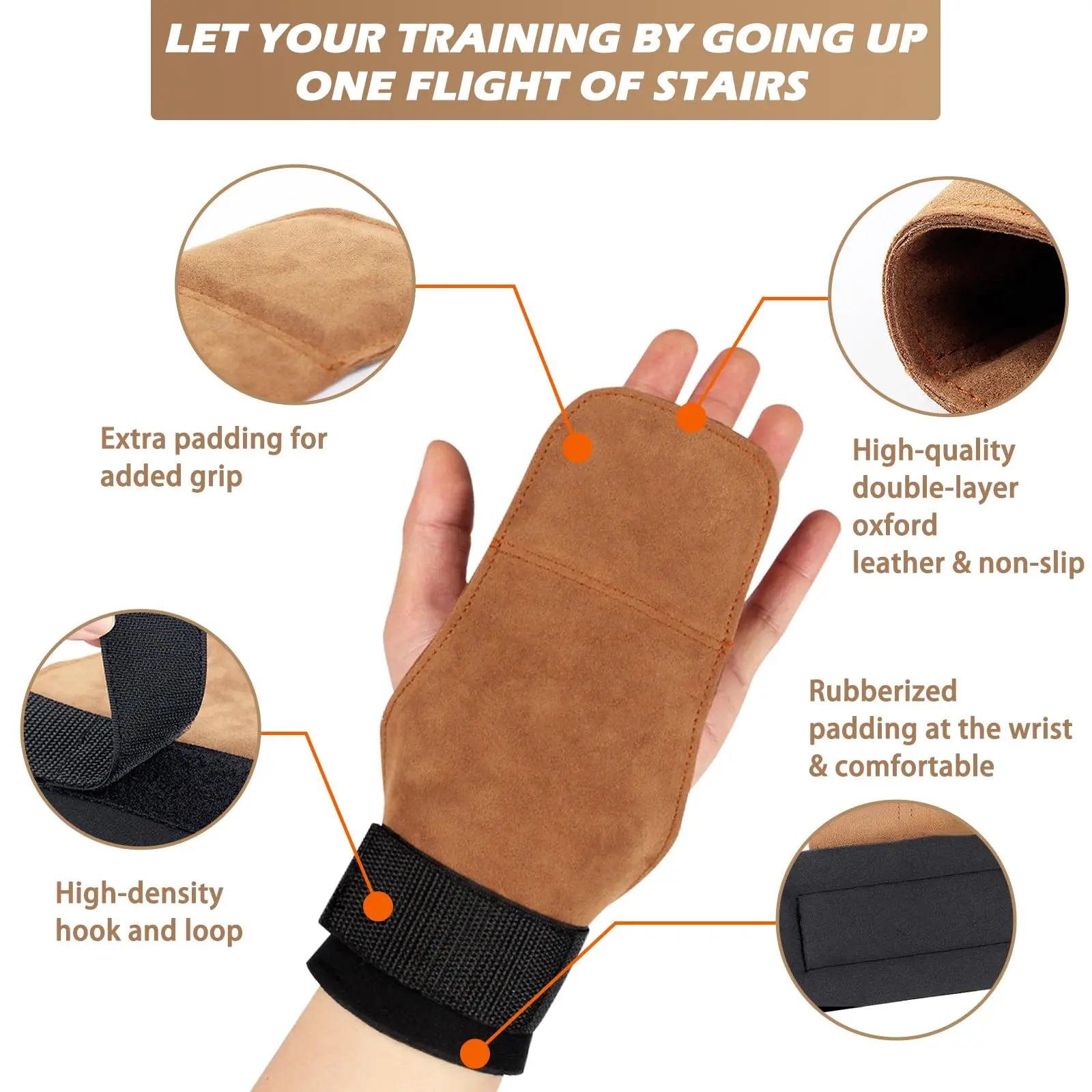 Cowhide Gym Gloves Grips Palm Guards Palm Protector Weight Power Belt Lifting Pads Fitness Training Weightlifting Gymnastics