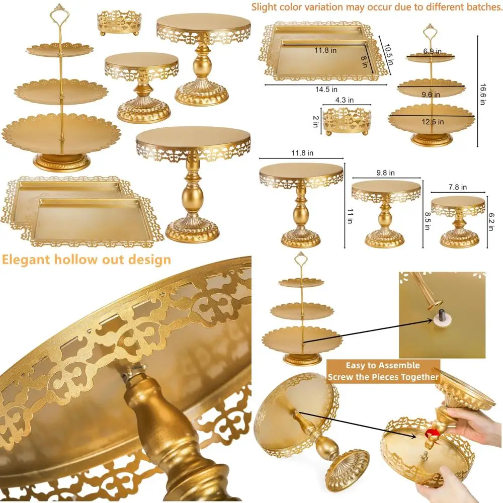 

7-уровневая золотая металлическая подставка для торта, элегантная витрина для десертов для кексов, конфет и фруктов
