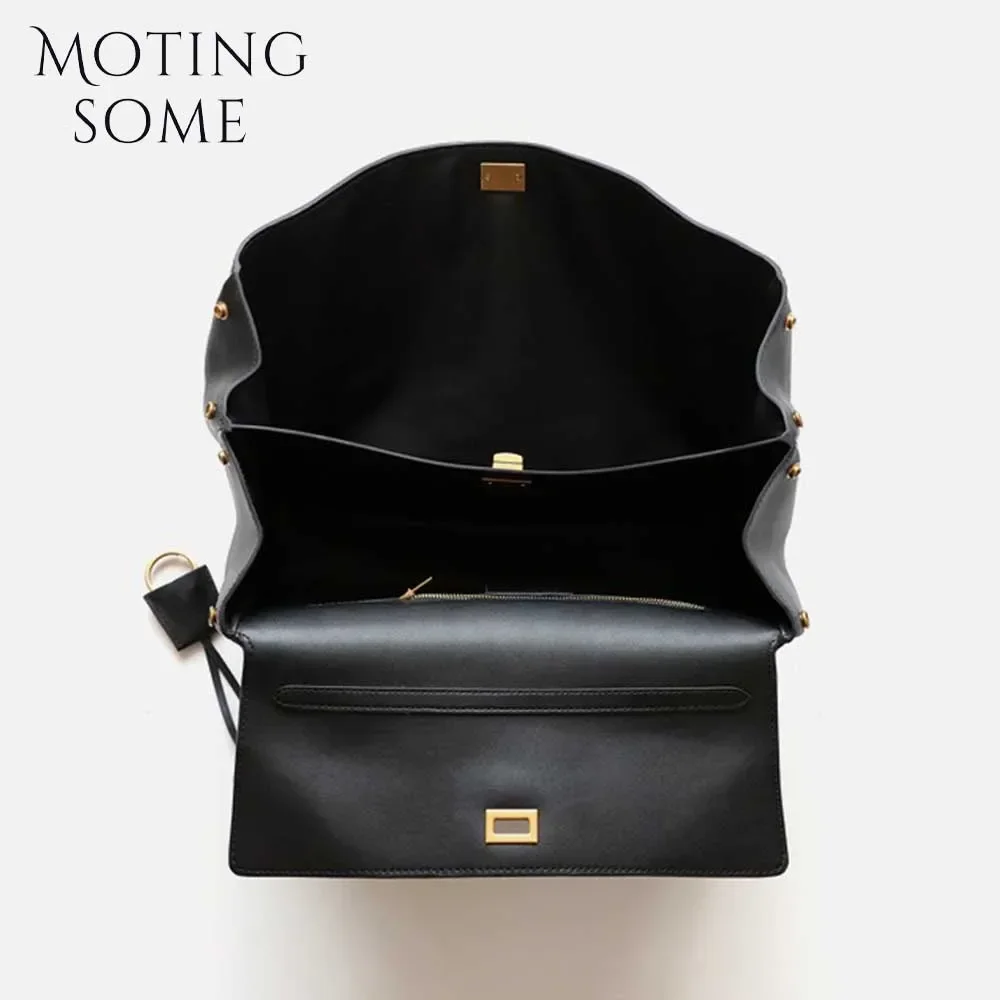 Motingsome 2024 Rodeo hebilla mujer bolsos de diseñador de lujo bolso de cuero de vaca moda señora bolsa Retro axila monederos Tote nuevo