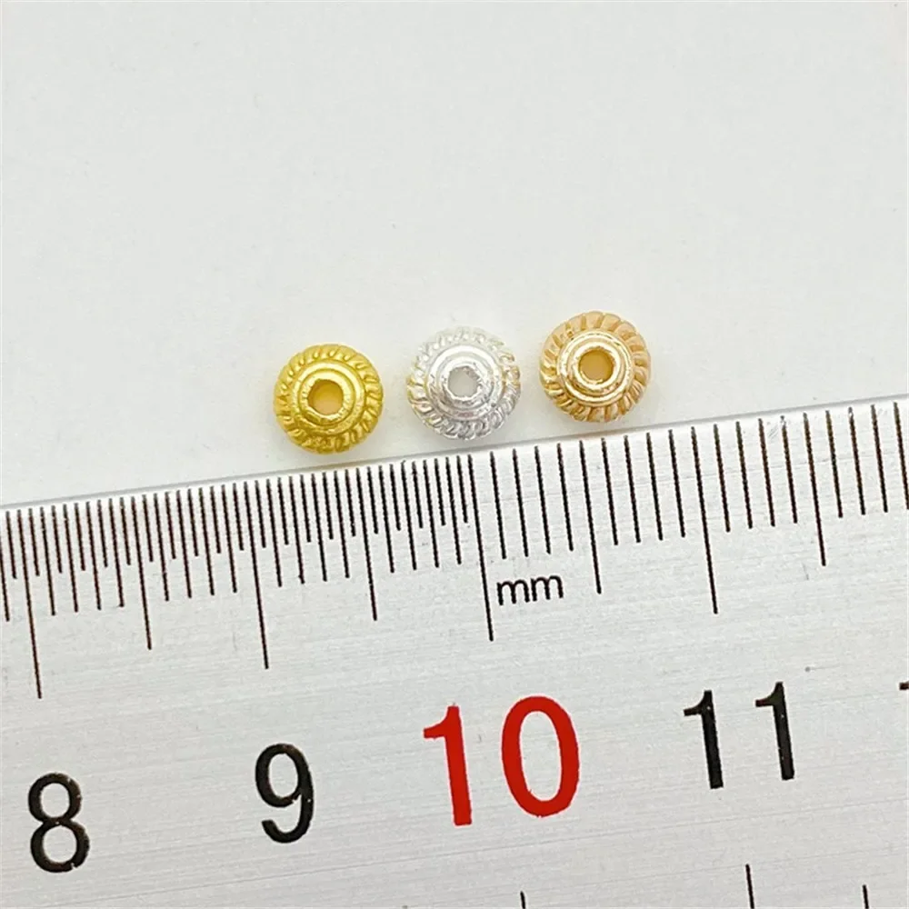 

14K Gold-wrapped Gold Round Threaded Bead Spacer Handmade DIY Beaded Bracelet Necklace Jewelry Material Accessories