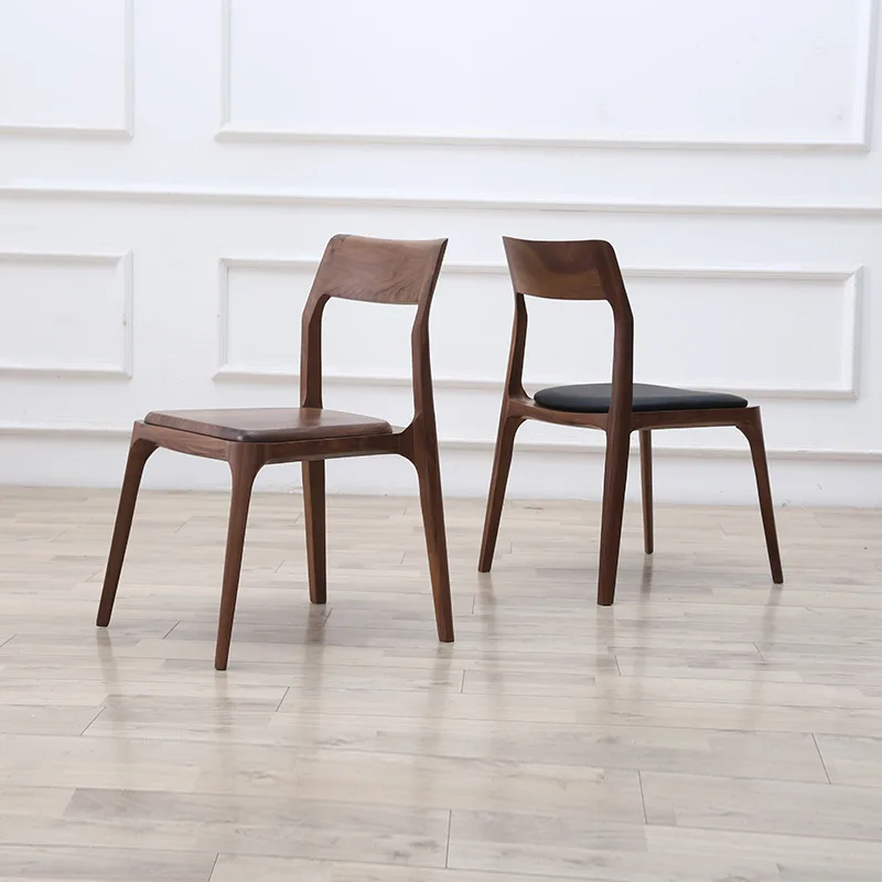 

Black walnut retro creative dining chair Nordic casual light luxury all solid wood Japanese minimalism