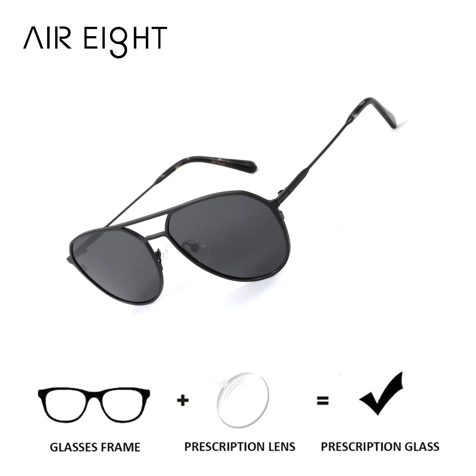 AIR EIGHT XS Size For Men Prescription Sun Glasses Progressive Pilot Metal Polarized UV400 TAC Outdoor Driving Eyewear