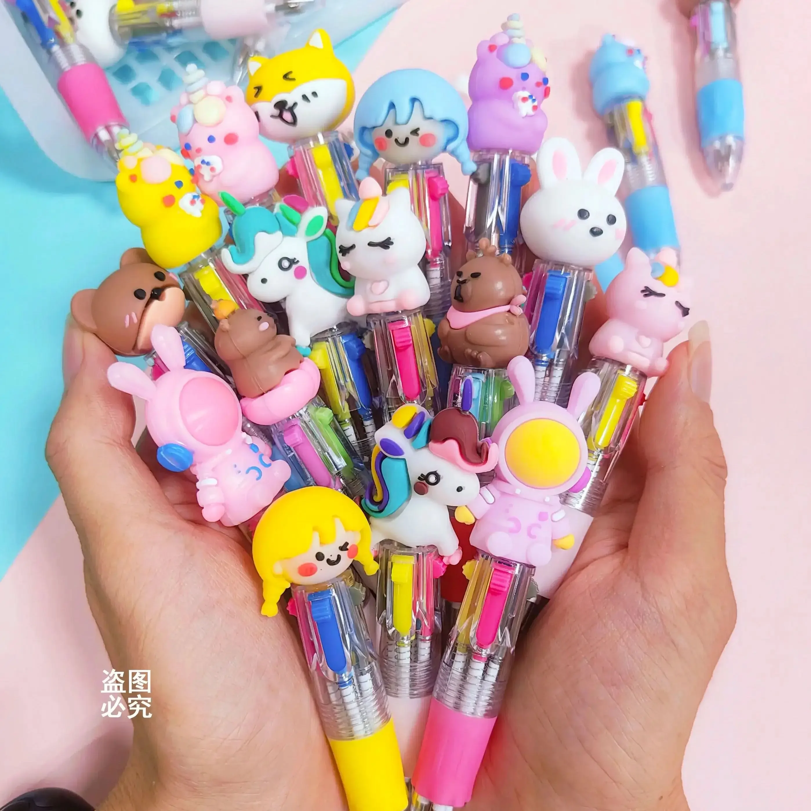 Imagem -04 - Cute Cartoon Mini Color Ballpoint Pen Coelho Kawaii Cão Urso Unicórnio Canetas Pony Girls Presentes de Papelaria Kids School 20 Pcs por Lote