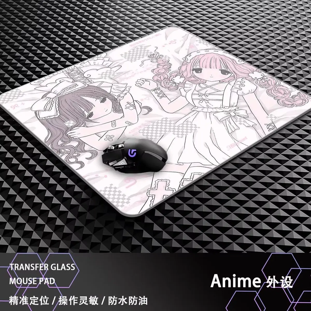 Japan Cute Girl's Heart Glass Mouse Pad Gaming Pad Smooth Frosted Surface Waterproof Desk Tempered Multiple 45x40 Size Optional