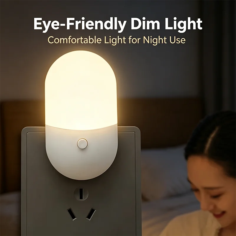 Led Mini Night Light Switch Plug-In Led Light Eye Protection Night Light Lamp Use For Bedside Baby Feeding Living Room