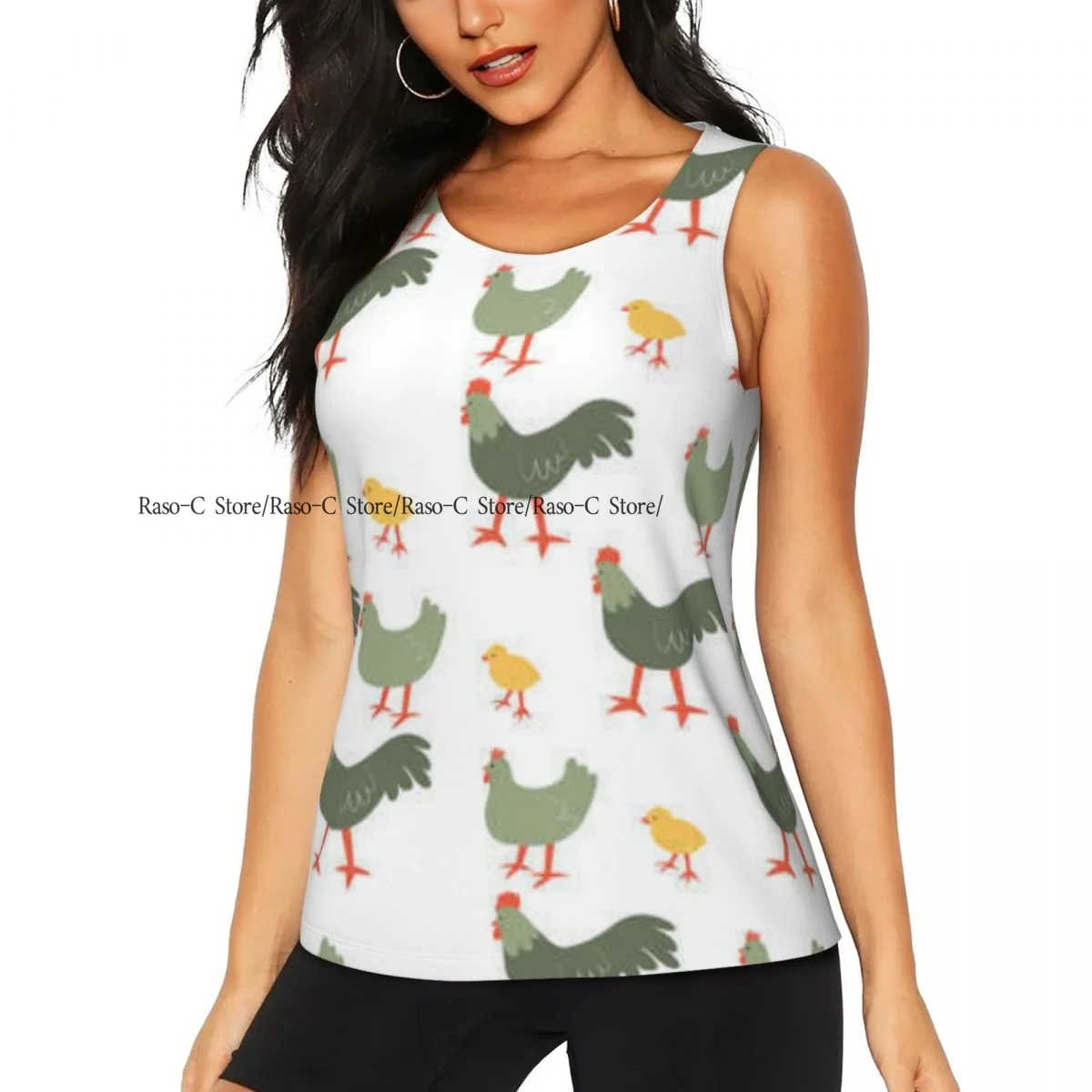 

Women's Sleeveless Yoga Tank Top Chiken Rooster Cute Cartoon Characters Quick Dry Running Training Sports Vest Yoga Shirts