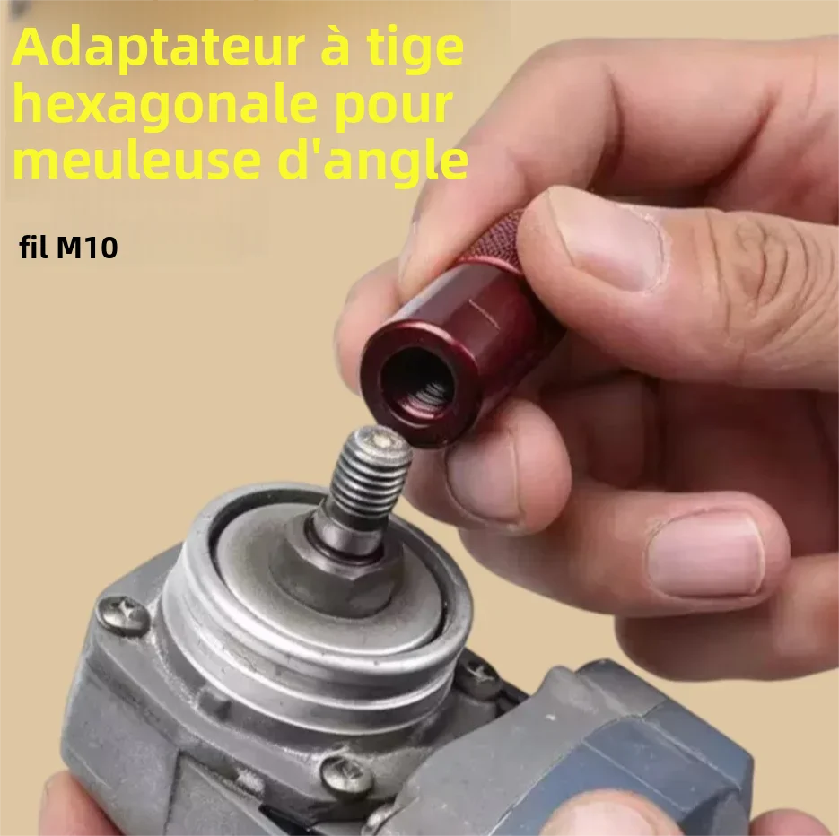 Adaptateur universel pour convertir une meuleuse d’angle M10 en foret à tige hexagonale de 6,35 mm, mandrin pour perceuse électrique, accessoire pour outils électriques.