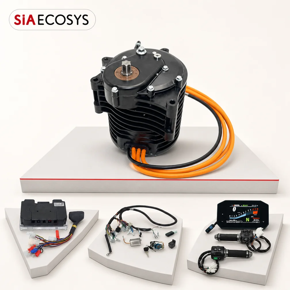 SiAECOSYS QS138 V3 70H 3000W 72V PMSM Mid Drive Motor Kit with FarDriver ND72680 Controller 5-in-1 Electric Motorcycle System