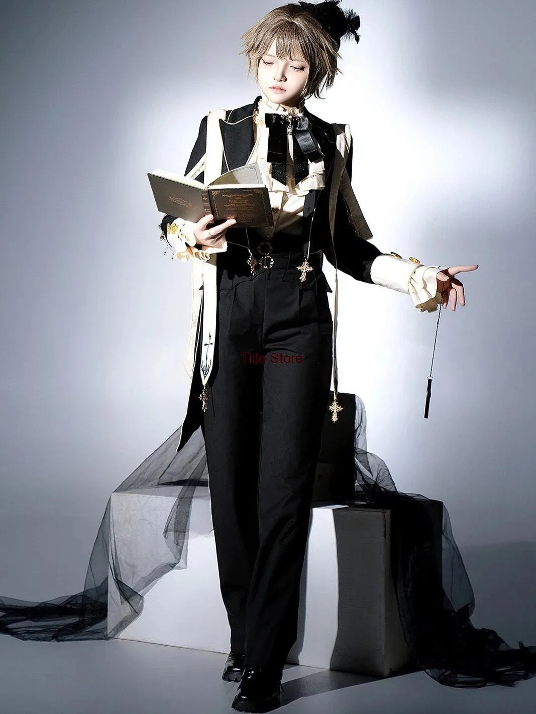

Prayer Gothic Style Prince Costume Lolita Gay Costume Tailcoat Blazer Pants Lolita Elegant Dark Outfits Halloween Cosplay