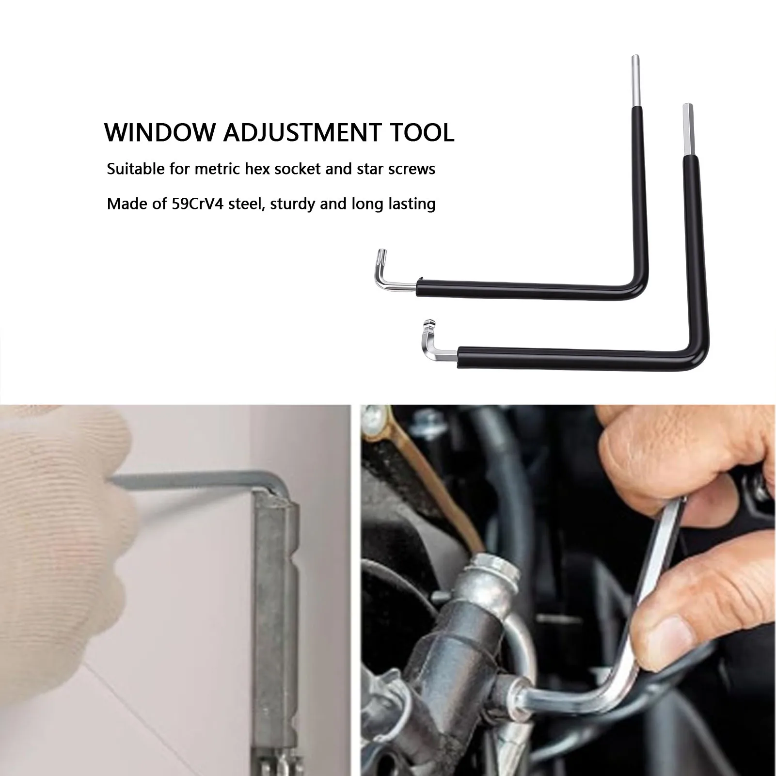 Window Balance System Tension Wrench Set 2Pcs 4mm Ball Hex TX15 Key Double Hung Window Adjustment Repair Working Parts