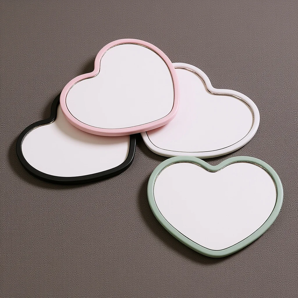 4 قطع مرايا مدمجة على شكل قلب، مرآة مكياج صغيرة محمولة للسفر، مرآة محفظة صغيرة لطيفة