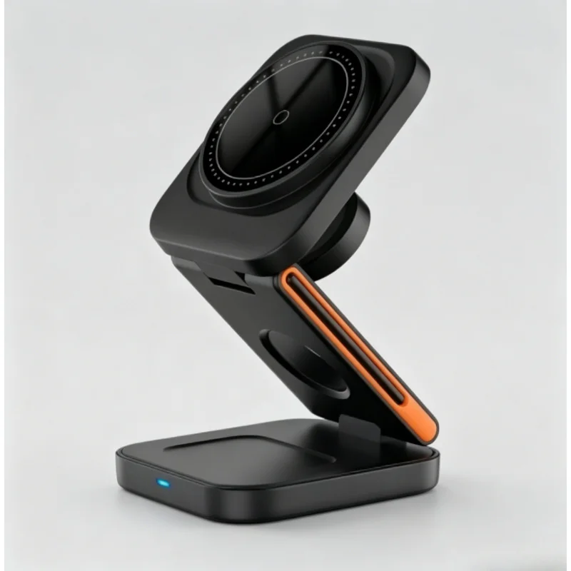 Fast Magnetic 3-in-1 Foldable Wireless Charging Station Stand for iPhone 12-17, Apple Watch 6-8, AirPods Pro