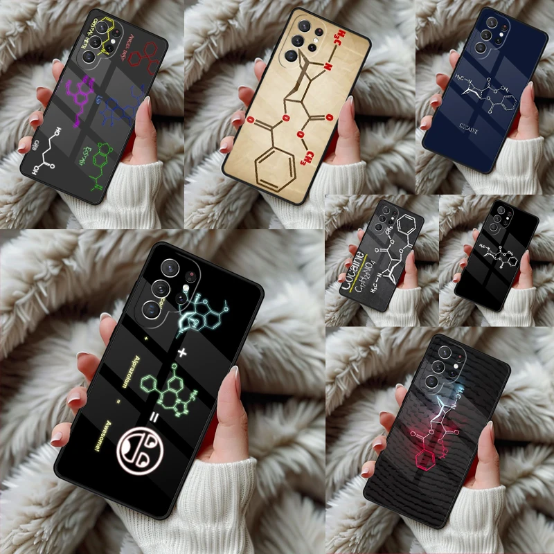 Funda para Teléfono con Estructura Química de Cocaína para Samsung Galaxy S24 S25 S26 Ultra S22 S23 Plus S21 S20 FE Note10, Carcasa de TPU