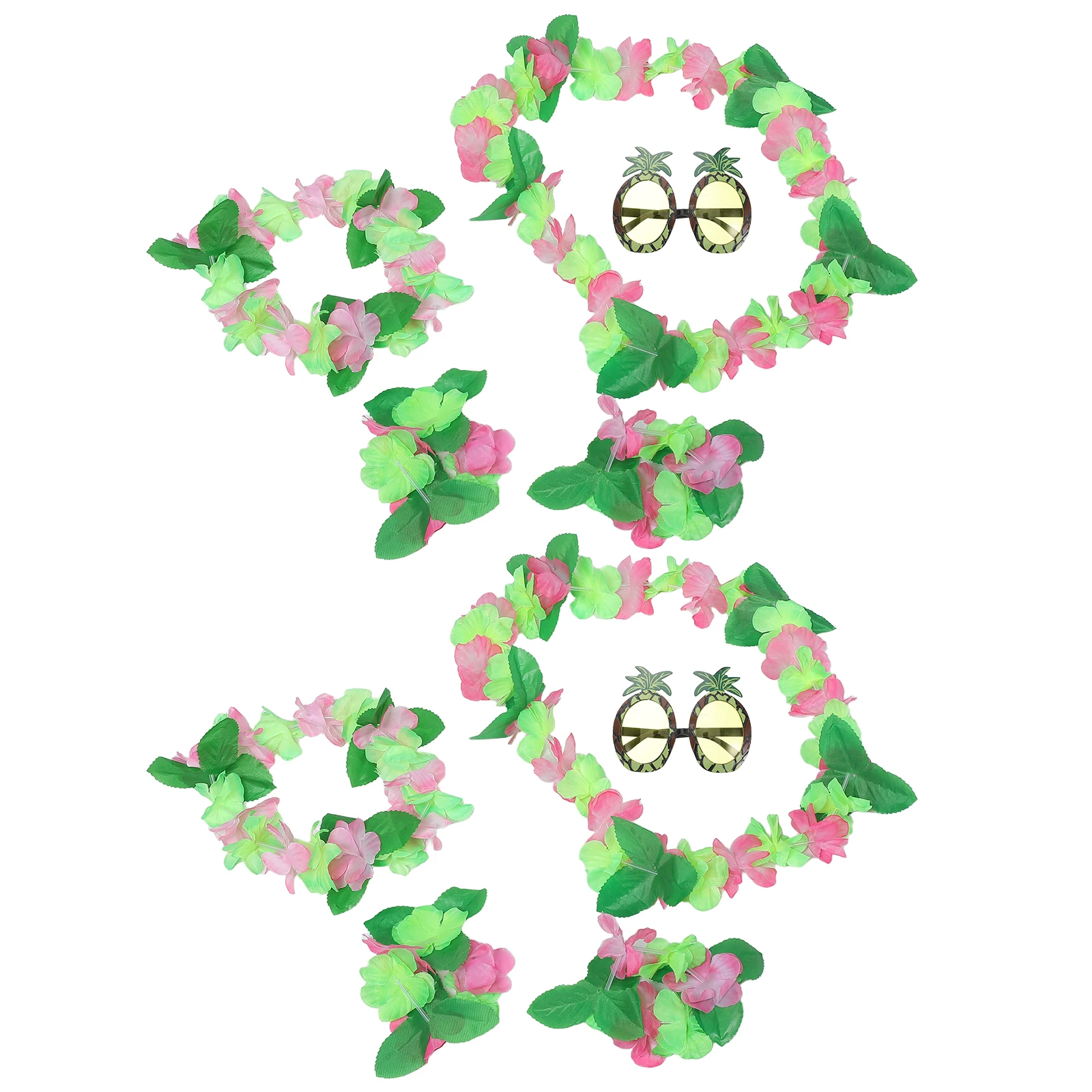 

10 Pcs Vacation Outfit Glasses Hawaiian Costume Accessories Luau Decorations Green Crown Pineapple Sunglasses Beach Resort Wear