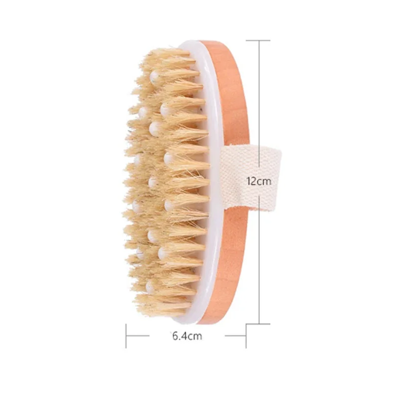 Body Brush Natural Boar Bristle Organic Dry Skin Massage Body Brush Bamboo Wet Back Shower Brushes Exfoliating Bathing Brush