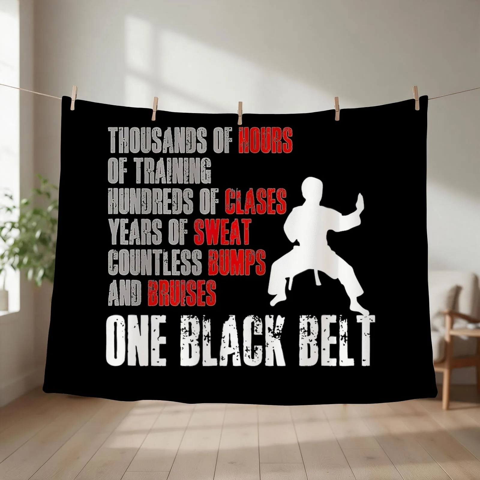 One Black Belt Taekwondo Throw Blanket couch cozy soft plush fuzzy picnic outdoor blanket