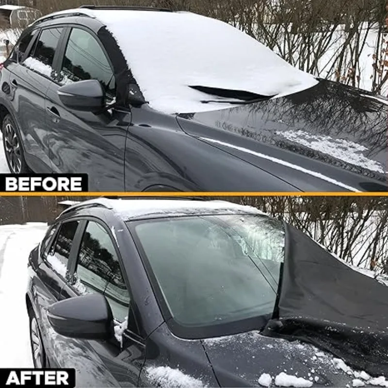 Universal Heavy-Duty Windshield Ice & Snow Protective Cover, Anti-Theft Strap Design, Multi-Size Fits Car/SUV/Truck