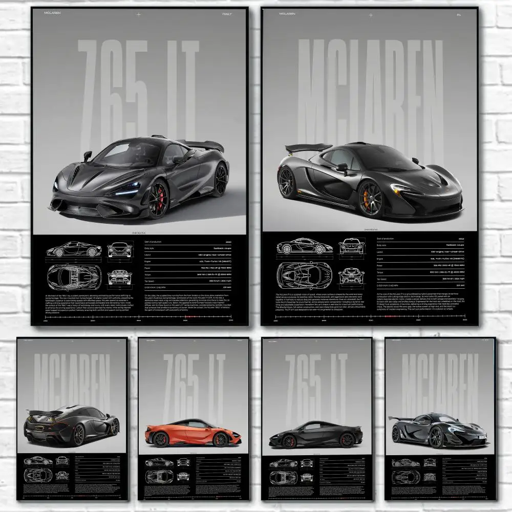 Sports Cars M_MCLarenS Design Poster Decorative Stickers Wall Art Mural Photo Design for Home Living Room Hallway Decoration
