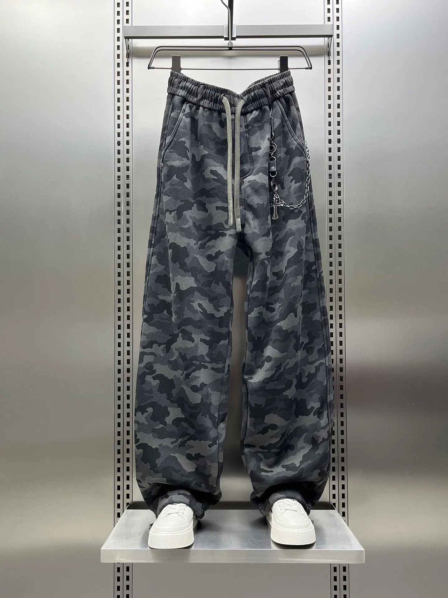 

Мужские удлиненные брюки с флисовой подкладкой, американский камуфляж, повседневные, прямого кроя, рабочие, широкие, длинные, модные, брендовые