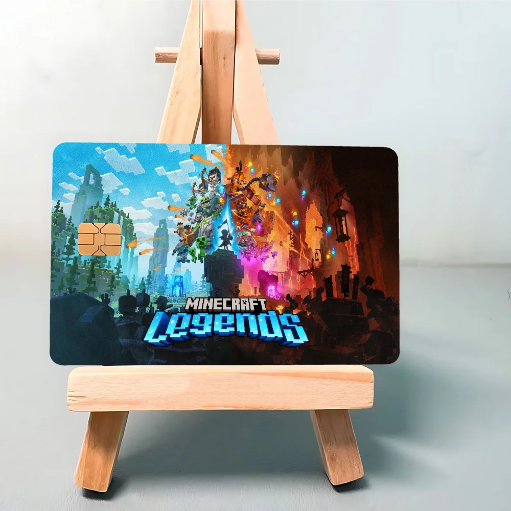 ملصقات جلدية لبطاقة الائتمان من M-Minecraft لبطاقة الوصول VISA Bank Bus Metro غطاء طبقة رقيقة واقية ملصق مائي للنساء