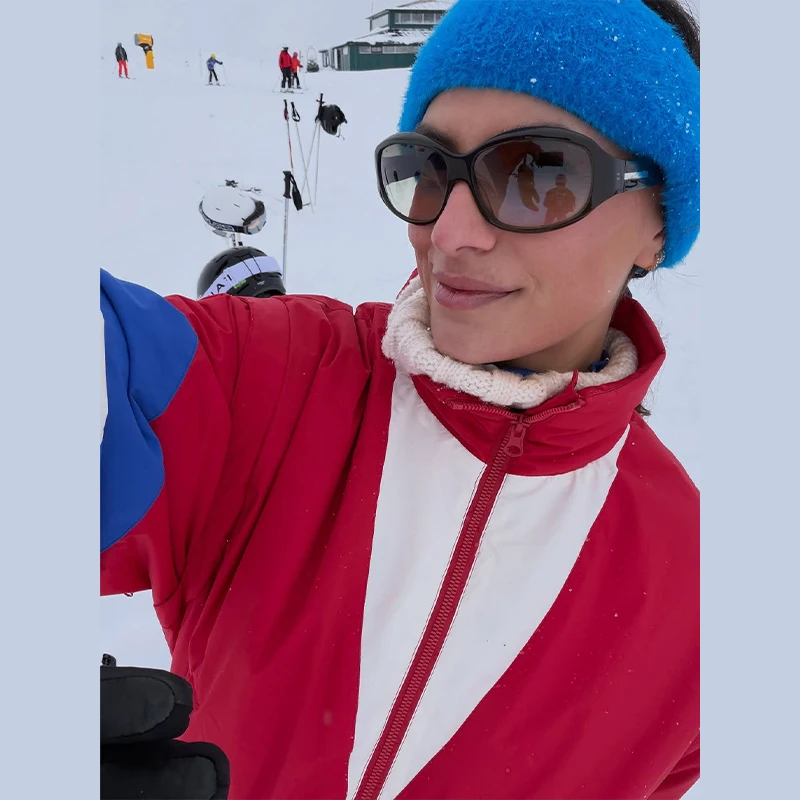 Damen-Skibekleidung, Panel-Design, Stehkragen, lange Ärmel, mit Gürtel, Jumpsuit, Winter, Damen, Reißverschluss, schmal geschnitten, Herbst/Winter, warm, Sportbekleidung, Neu – Detail 12