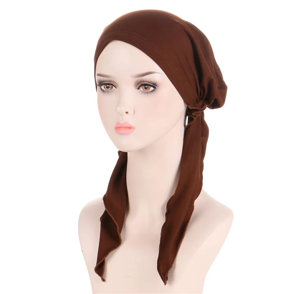 Nieuwe Moslim Innerlijke Hijab Tulband Vrouwen Pre-Tied Cap Lange Staart Hoofddoek Wrap Mutsen Bonnet Hoofddoek Stretch Hoofddeksels ninja Hoed