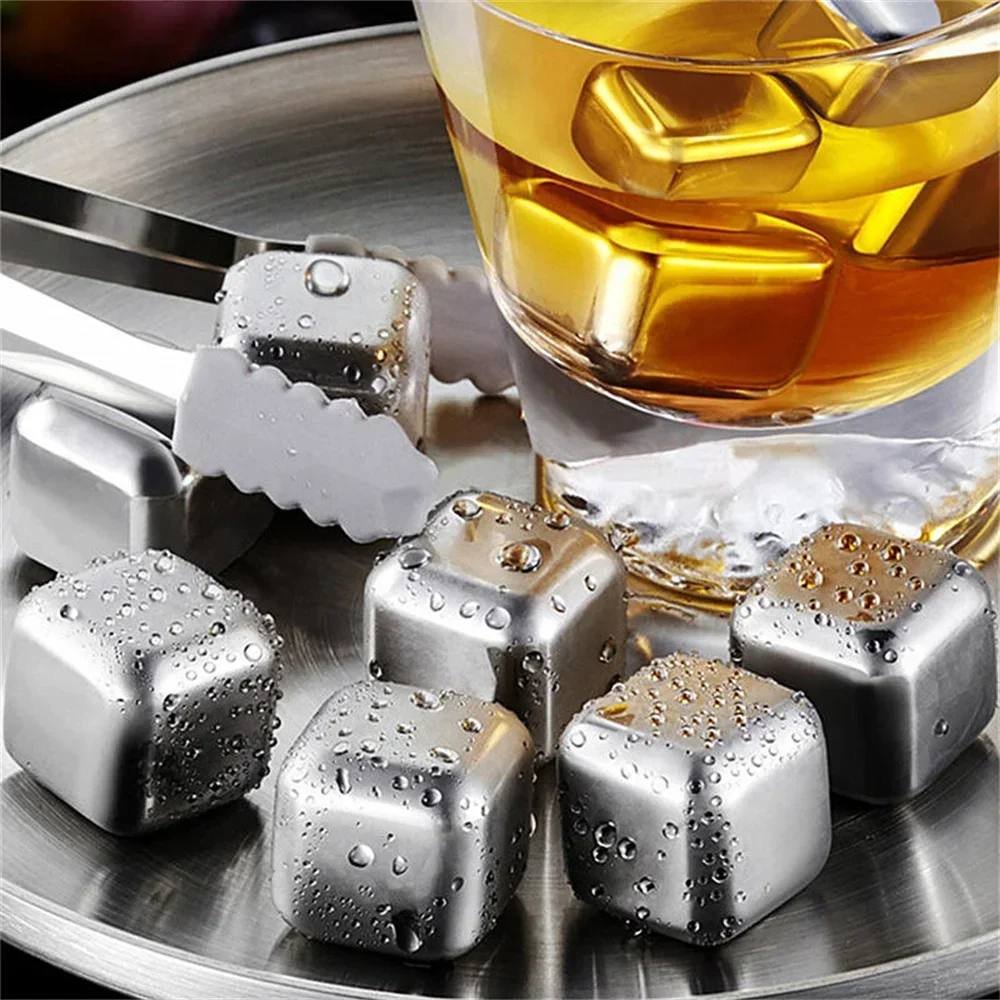 Stainless Steel Ice Cubes, Reusable Chilling Stones for Whiskey Wine, Keep Your Drink Cold Longer, SGS Test Pass