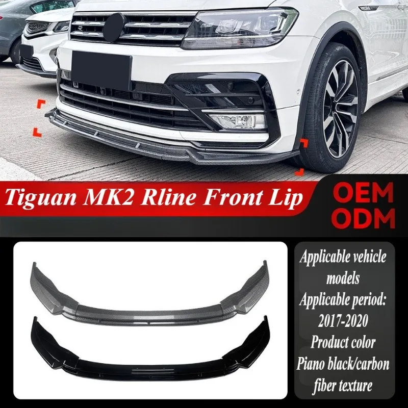 

For Volkswagen Tiguan MK2 R-Line 2017-2020 Front Bumper Lip Spoiler Splitter Gloss Black ABS Direct Fit Exterior Styling Upgrade