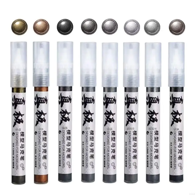Metallic Paint Marker Pen For Model Repair With 8 Alloy Color And 1.5Mm Precisions Tip For Hobbyists And Professional H8WD