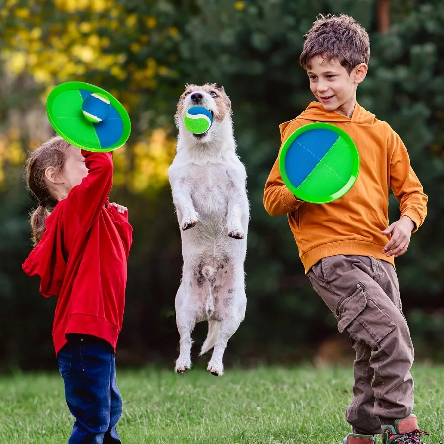 Toss catch paddle ball game set, jogos ao ar livre raquete quintal jogos, praia piscina areia gramado acampamento brinquedos com 8 pás 8 bolas 8 bir