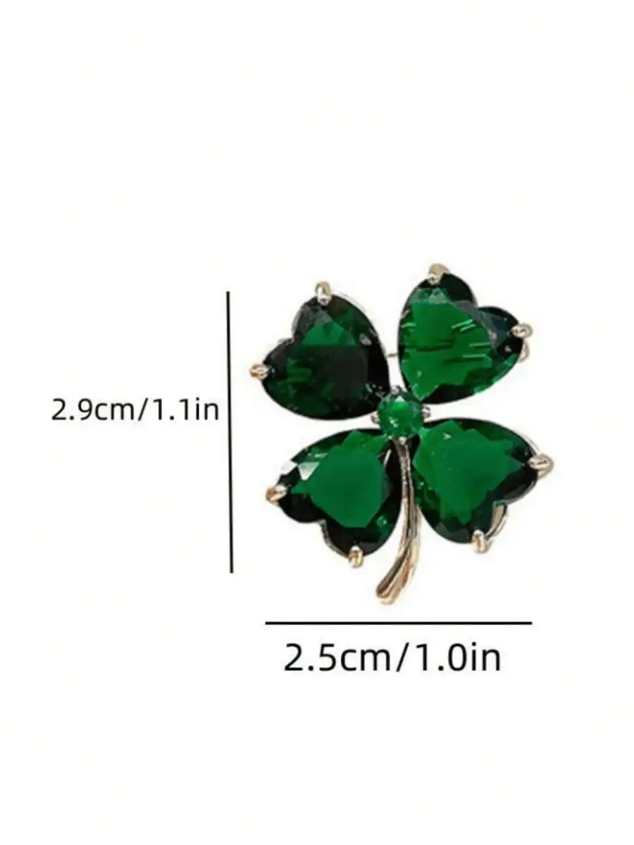 

Green Four Leaf Clover Brooch For Women Elegant Retro Style Alloy Jewelry