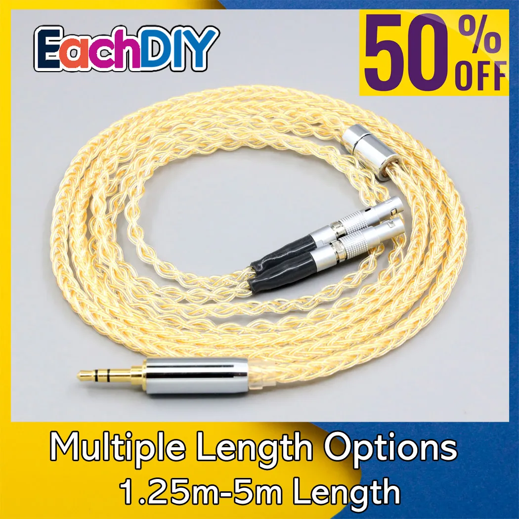 8 Core 99% 7n Pure Silver 24k Gold Plated Earphone Cable For Ultrasone Veritas Jubilee 25E 15 Edition ED 8EX ED15 LN008429