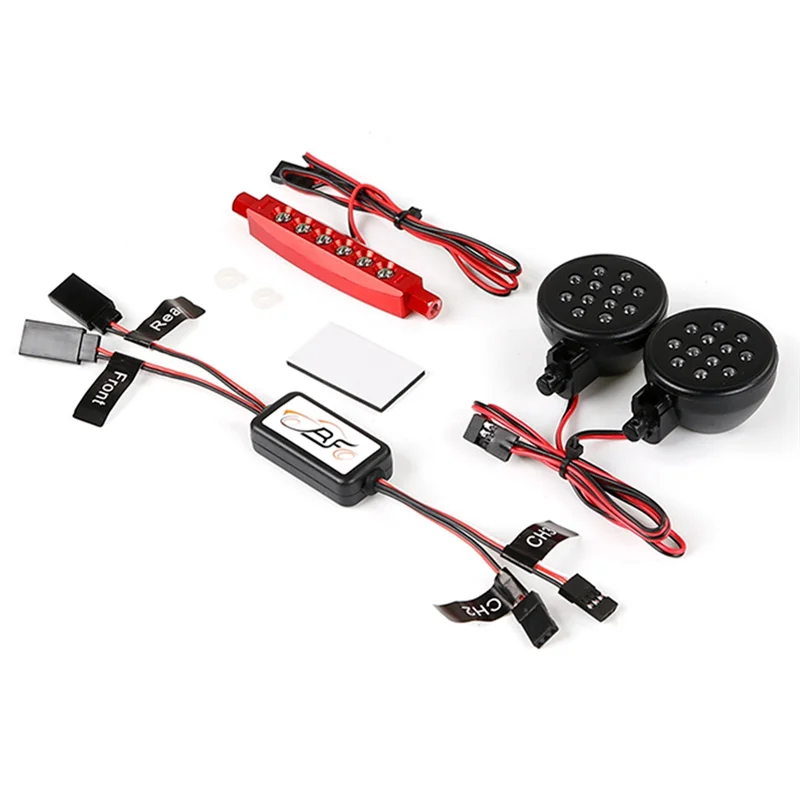 Lámpara de luz delantera y trasera con controlador para piezas de actualización de coche Rovan Km Baja 5B 1/5 RC, rojo