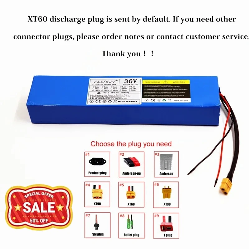 

New 18650 36V 15Ah 250W-750W Lithium-ion Rechargeable Battery Pack for Scooters Equipped Motor High Quality Replacement Battery