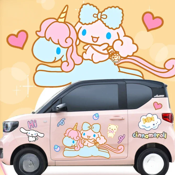 MINISO Sanrio Cinnamon Dog Car Body Modified Shell Scratch Shield Cartoon Sticker Kawaii Dog Waterproof Sticker Car Decoration