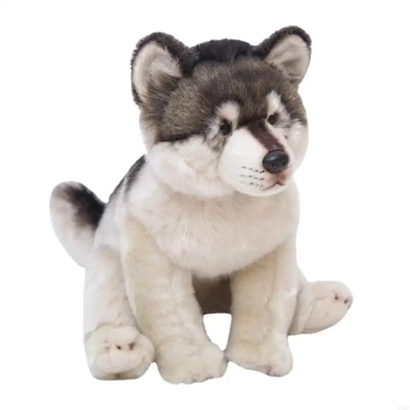 

95AE Wolf Stuffed Animal Puppy Plush Dog Realistic Soft Cuddle Gifts for Kids Toddlers Birthday Christmas Festivals