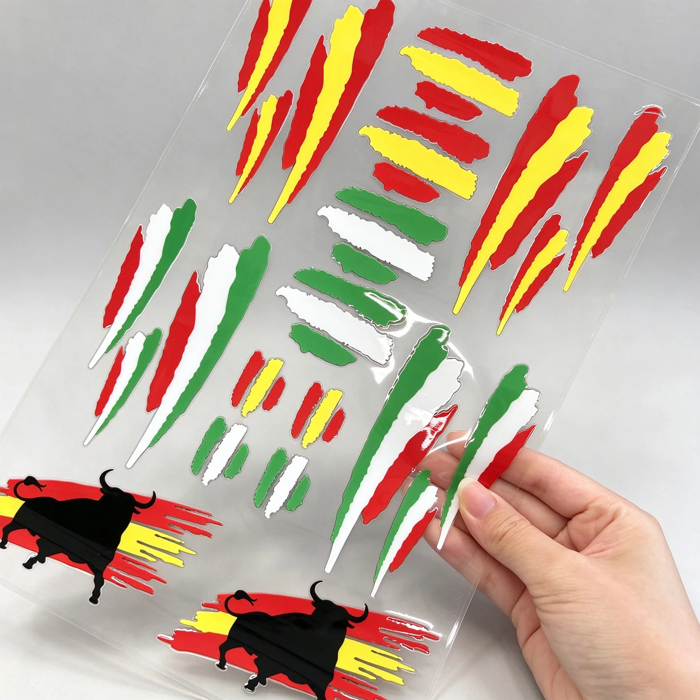 Spain Flag UV Transfer Sticker Crystal Glossy Permanent Decal DIY Decor Water Bottle Phone Case Motorcycle Helmet Storage Box