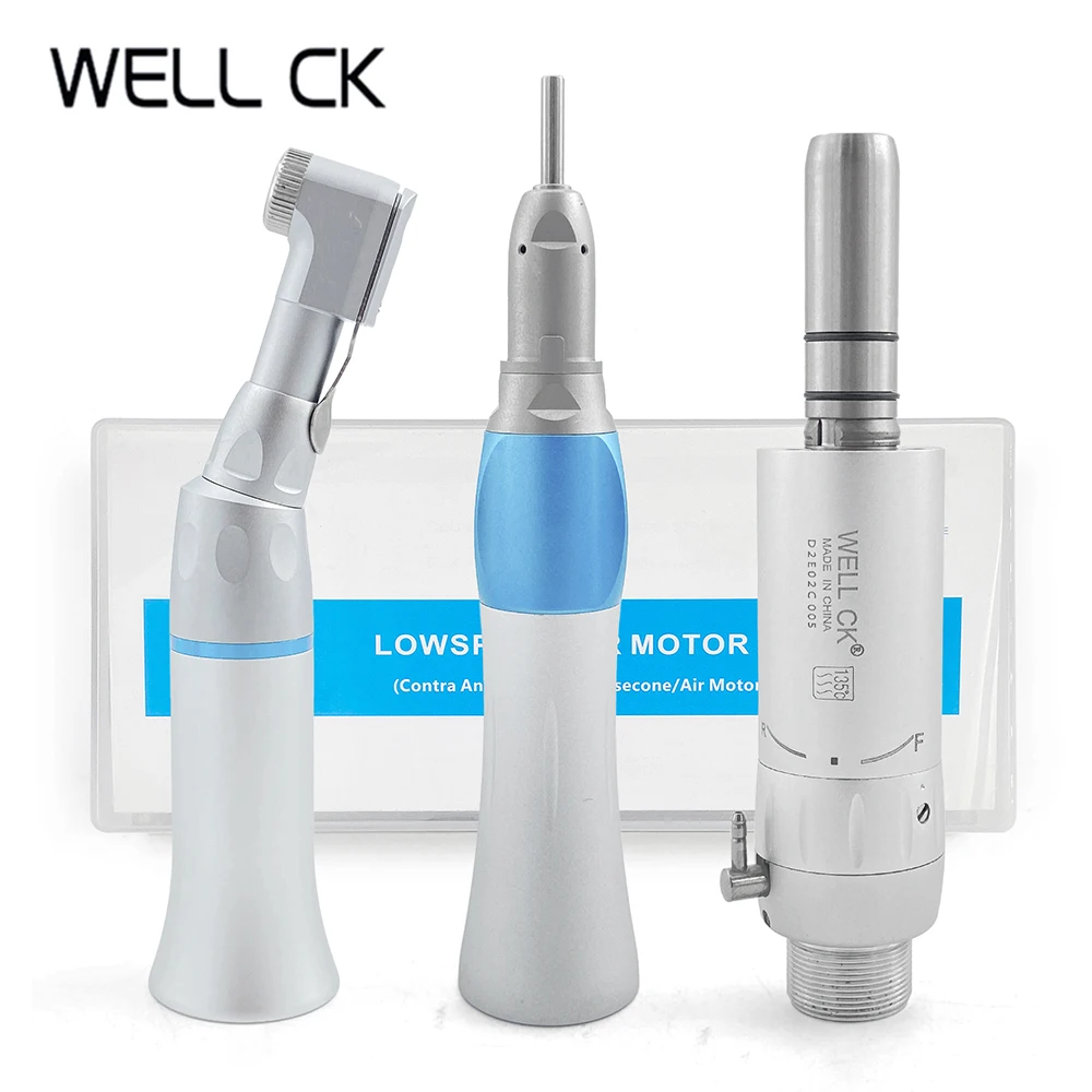 Well CK High Quality Dental External Slow Low Speed Handpiece Kit Polishing Device Contra Angle Straight Air Motor