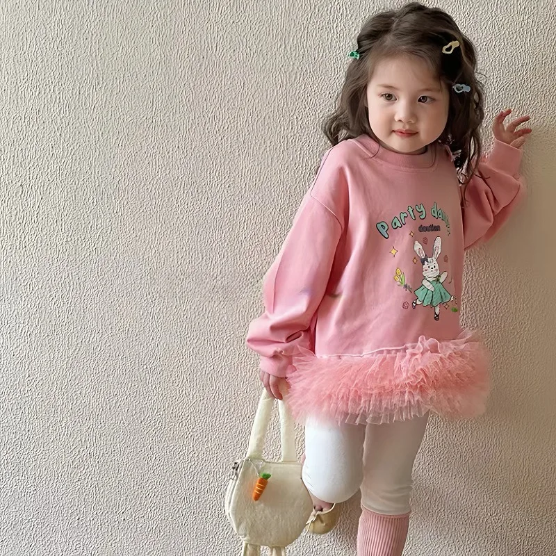 

01-Girls' Sweatshirt Autumn Collection2025New Style Children's Fashionable Autumn Clothes Baby Spring and Autumn Cartoon Long Sl