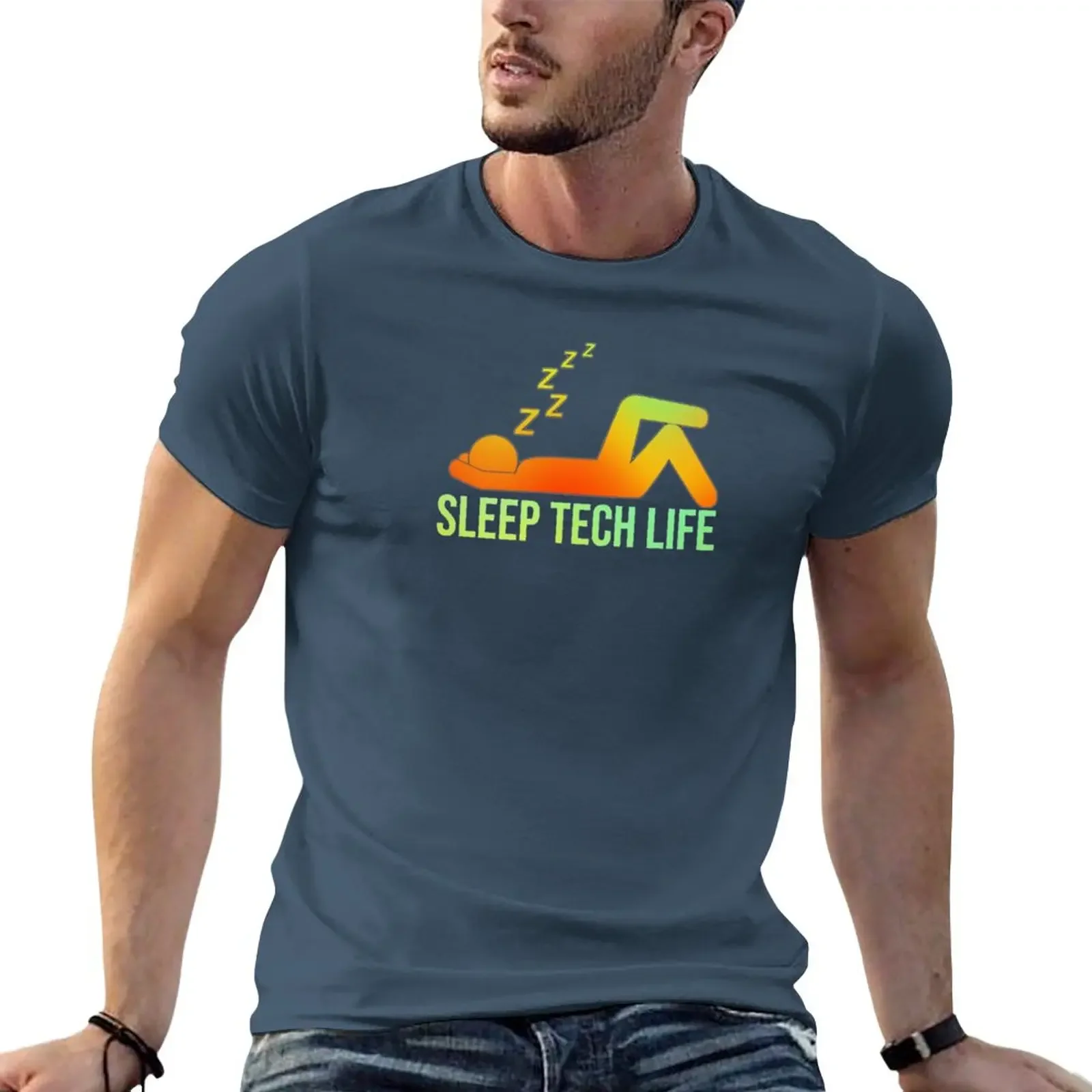 

Sleep tech life O/G T-Shirt korean fashion sweat black t-shirts for men