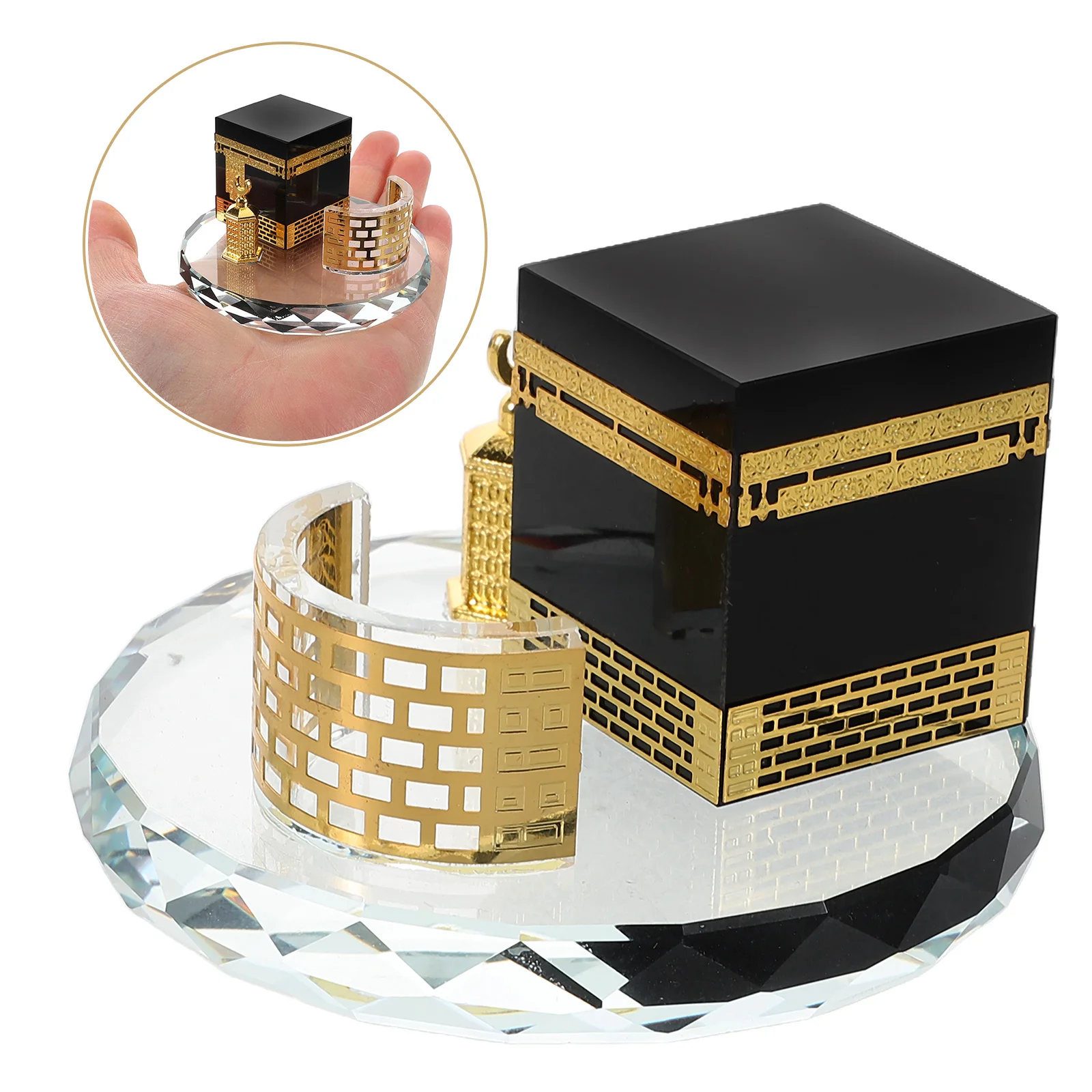 

Exquisite Crystal Display Islamic Home Decor Miniature Art Craft for Desk Office Saudi Arabia Travel Gift Idea