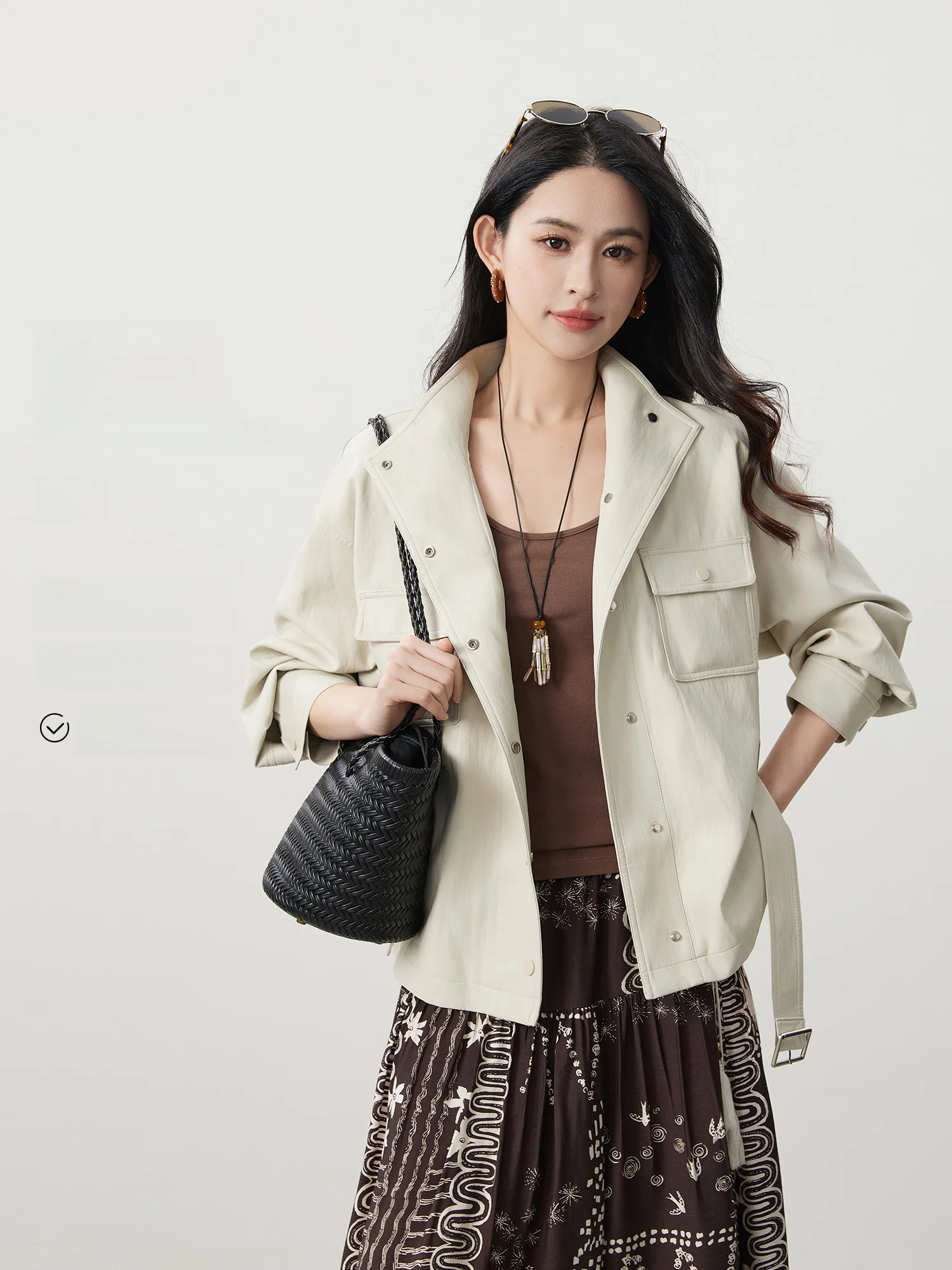 

Кожаная куртка MIJOR Quali с воротником-стойкой, женская, весенняя, с поясом, свободного кроя, с длинными рукавами, универсальная