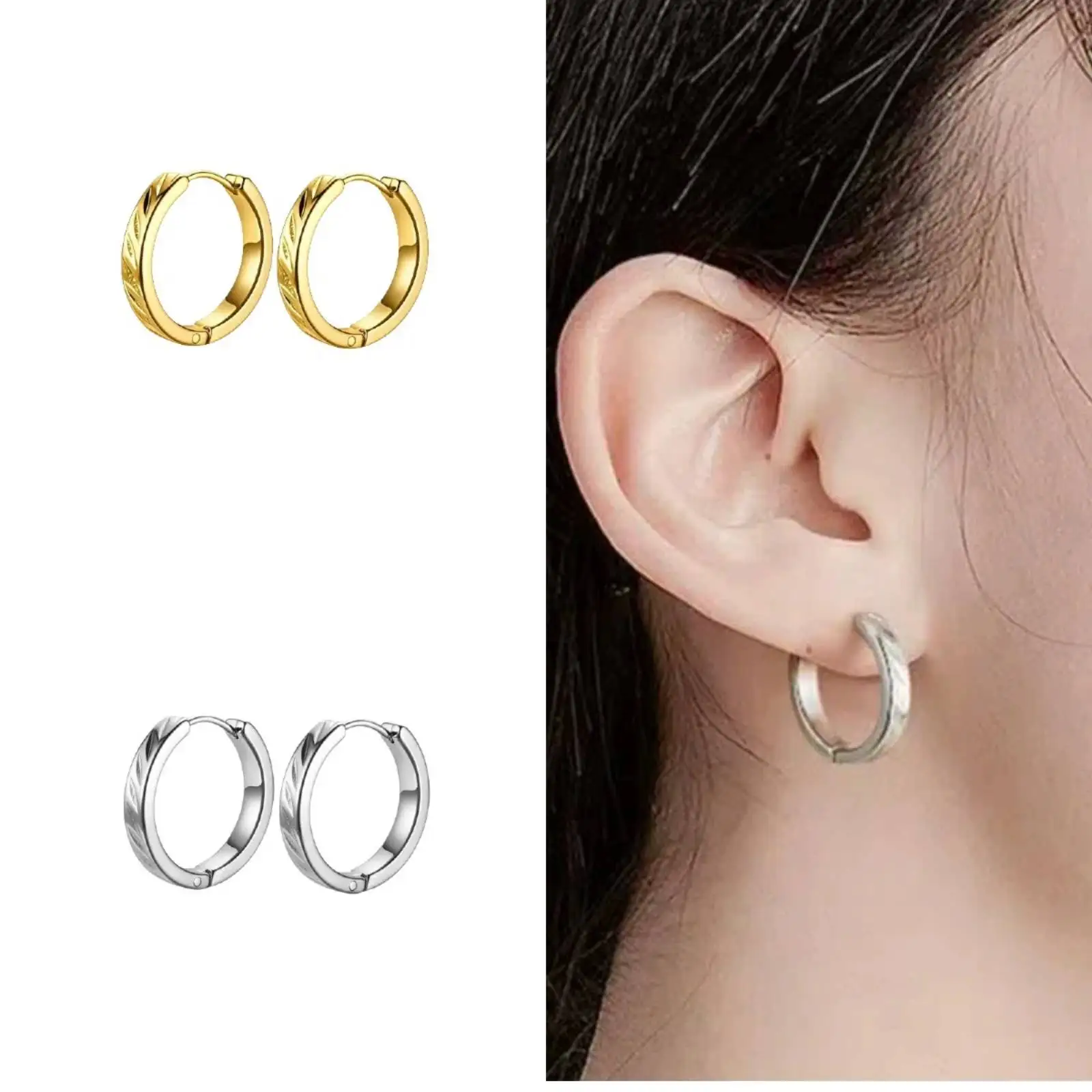 Elegante Creolen für Frauen und Mädchen, Hochzeit, ästhetischer Edelstahl, Schmuck, Geschenk – Detail 3