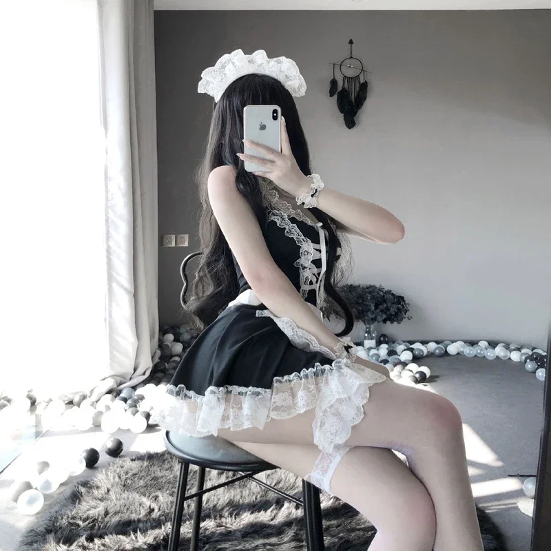 Nóng Lolita Người Giúp Việc Đồng Nhất Đầm Babydoll Ren Khiêu Dâm Gợi Tình Vai Trò Chơi Nữ Gợi Cảm Giúp Việc Trang Phục Hóa Trang Người Giúp Việc Quần Lót