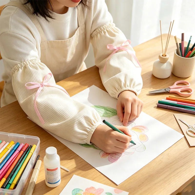 Elegant Polyester Arm Sleeves with Water Resistant Stain Repellent Wipe Clean for Office Light Craft Daily Wear