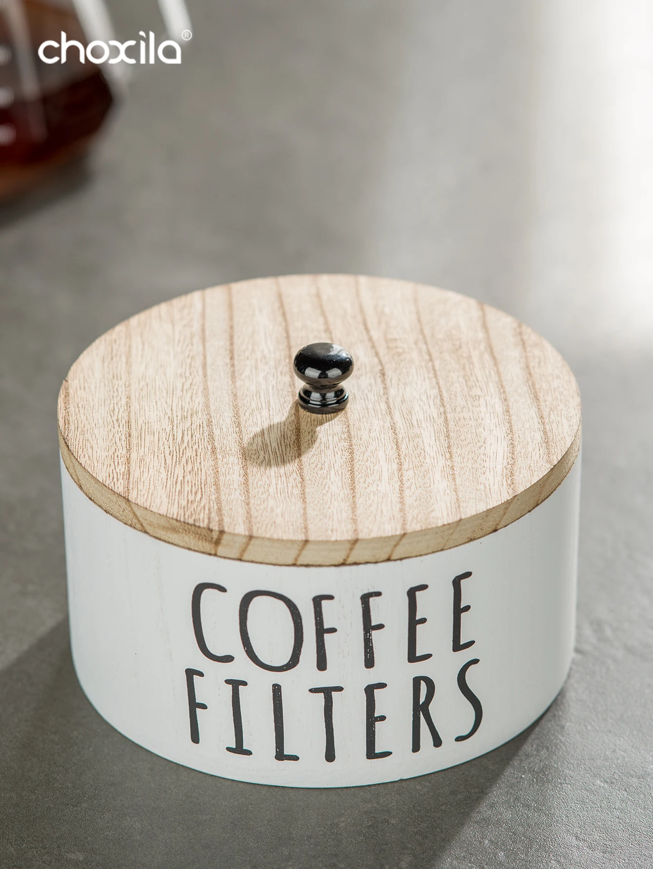 Elegant Wooden Filter Paper Holder – Classic Tabletop Decor for Home Coffee Bar – Practical Cupcake Coffee Filter Paper Storage