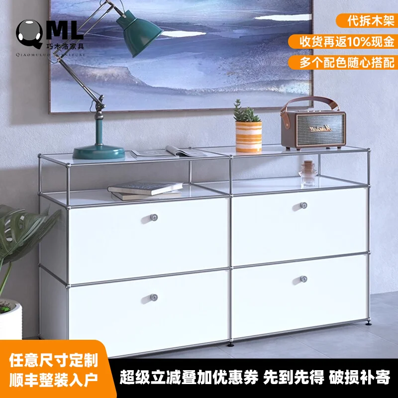 

Medieval stainless steel side cabinet module combination cabinet, living room TV cabinet storage locker, sub-storage chest cabin